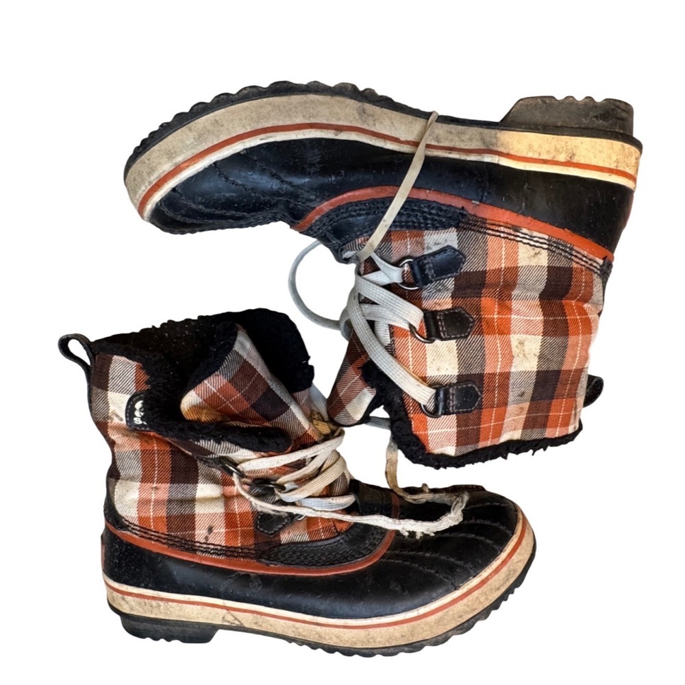 Sorel Womens 6 Waterproof Duck Boots Plaid Insulated Winter Snow Boots Lined‎